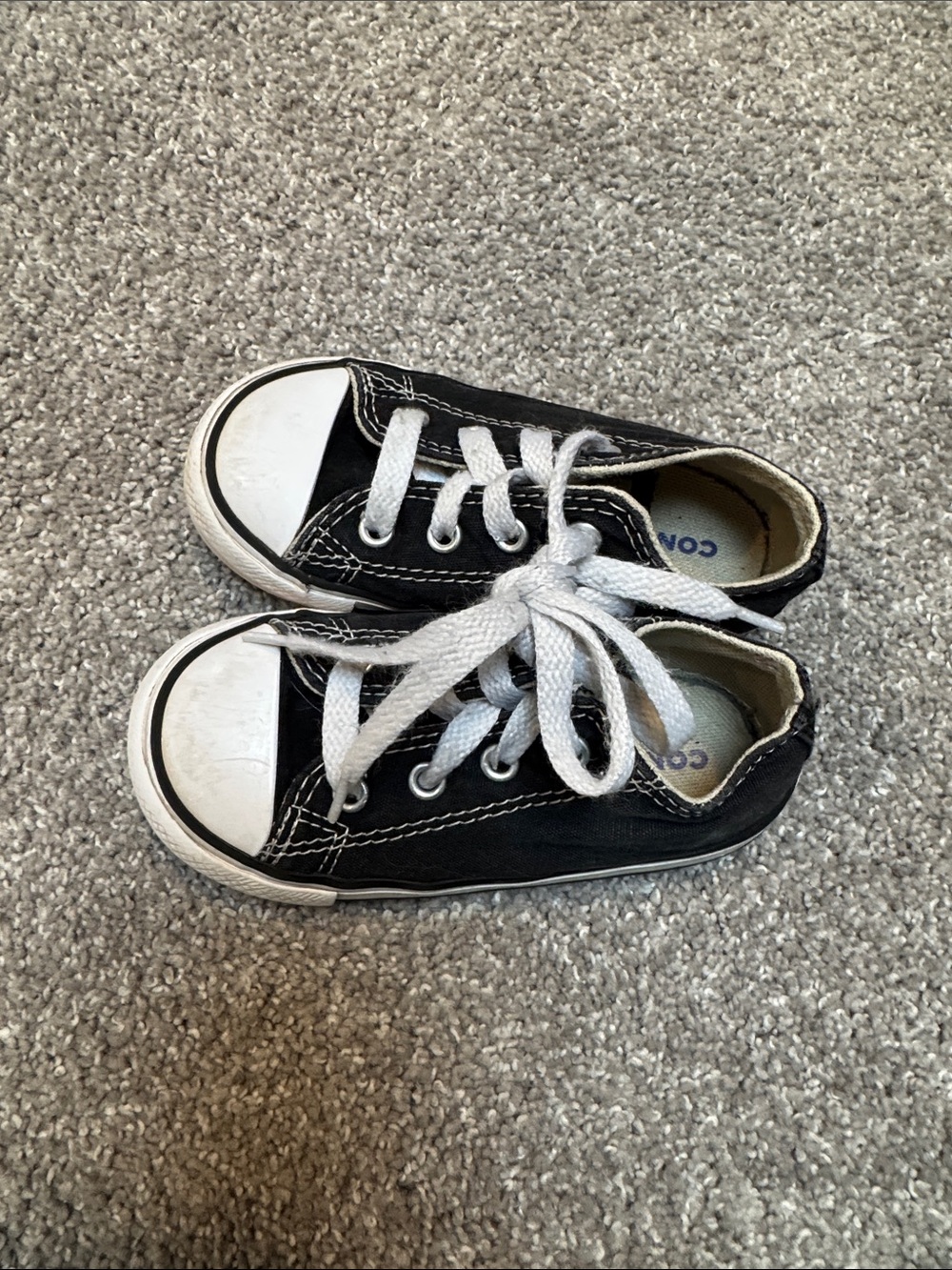 Converse Kids Black Canvas Low-Top Sneakers with White Accents